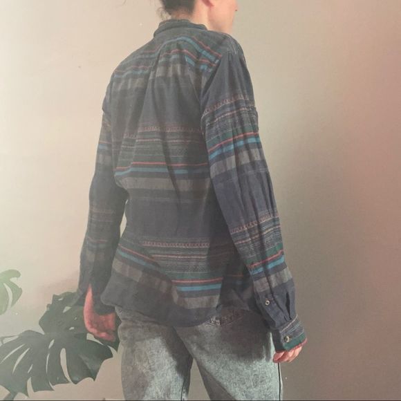 J Crew Brushed Twill Flannel Shacket Shirt 100% Cotton Southwest Striped - Picture 3 of 9